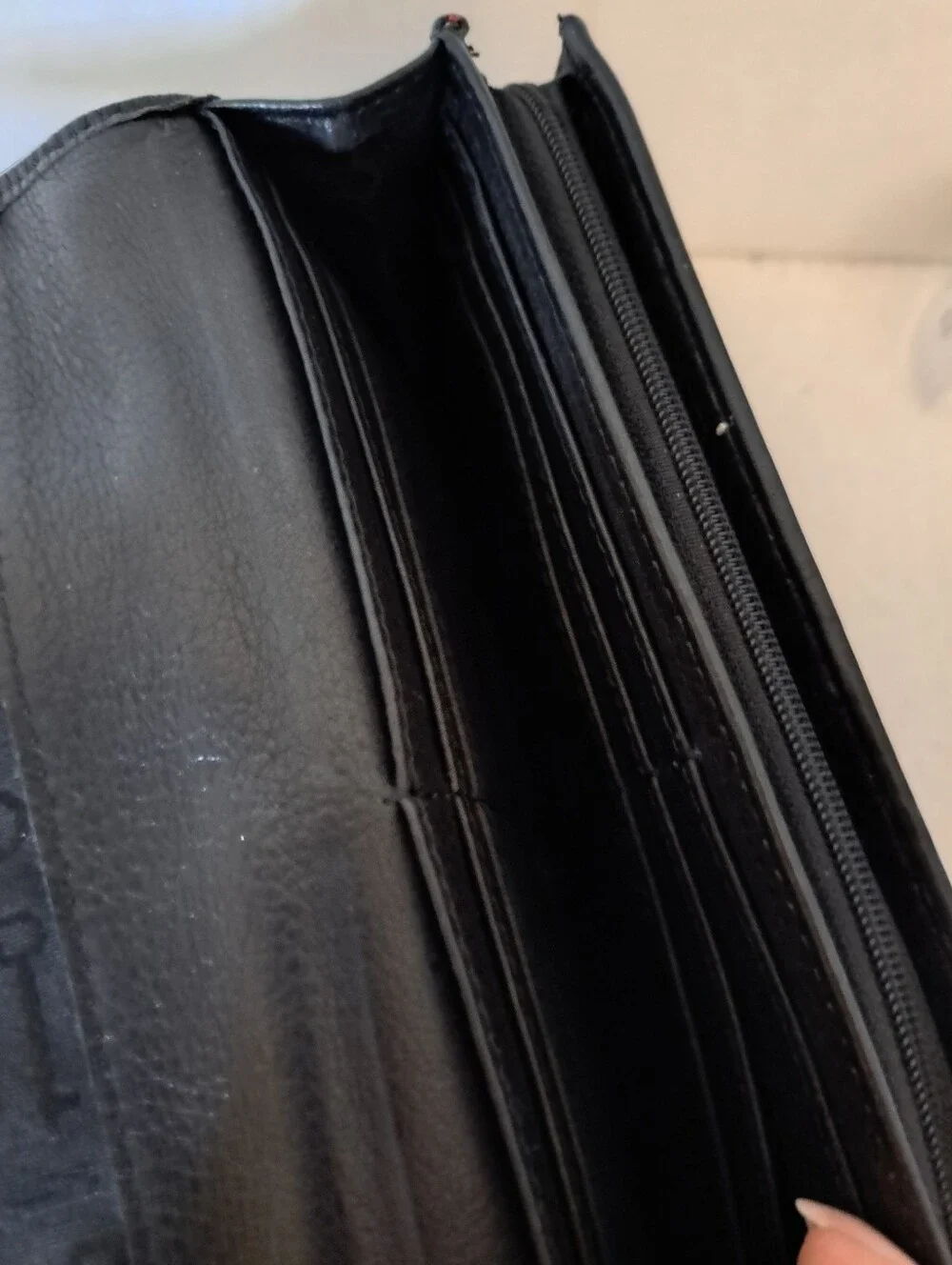 Fossil Black Leather Wallet with Metal Logo Plate